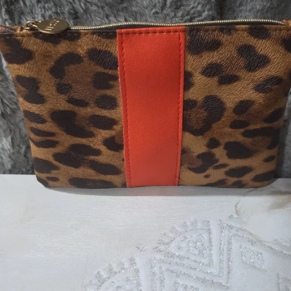 Ipsy Leopard Print Cosmetic Bag with Red Accent - Picture 8 of 9